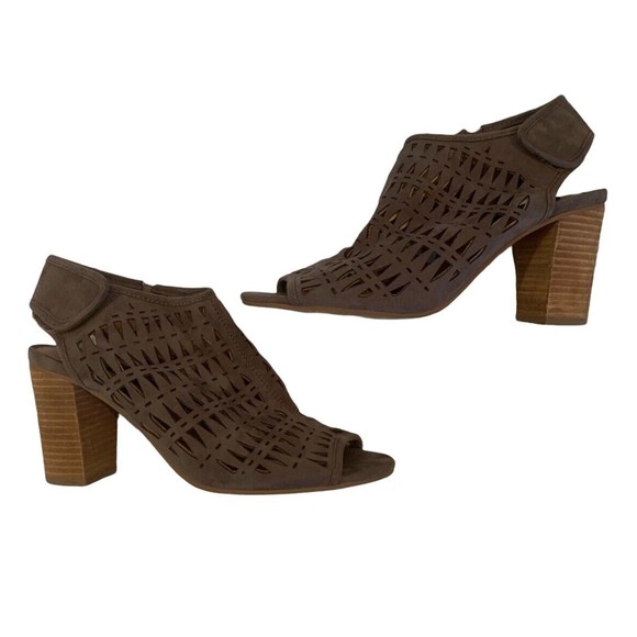 David Aaron Perforated Peep Toe Booties Taupe Size 7.5 - Picture 5 of 8